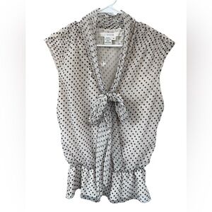 Studio M Black and White Tie-Front Blouse